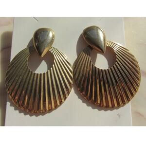Vintage 90s Gold Tone Door Knocker Post Earrings